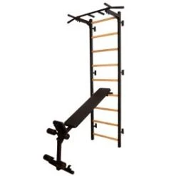 BenchK® Wall Bars 723B With Pull-up Bar, Dip-Bar & Bench